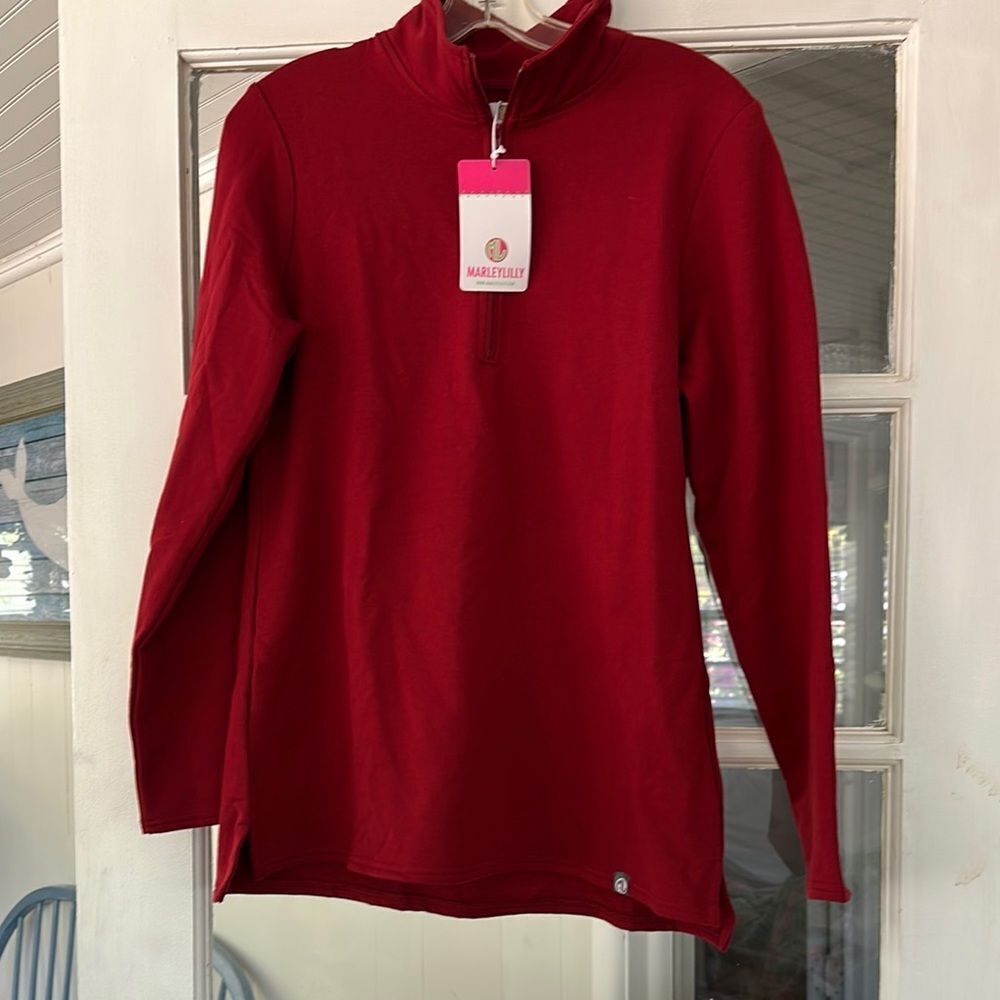 NWT MARLEYLILLY Red 1/4 Zip Long Sleeve Sweatshirt Pullover